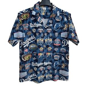 Los Angeles Dodgers Button Down Shirt Mens M Short Sleeve AOP World Champions